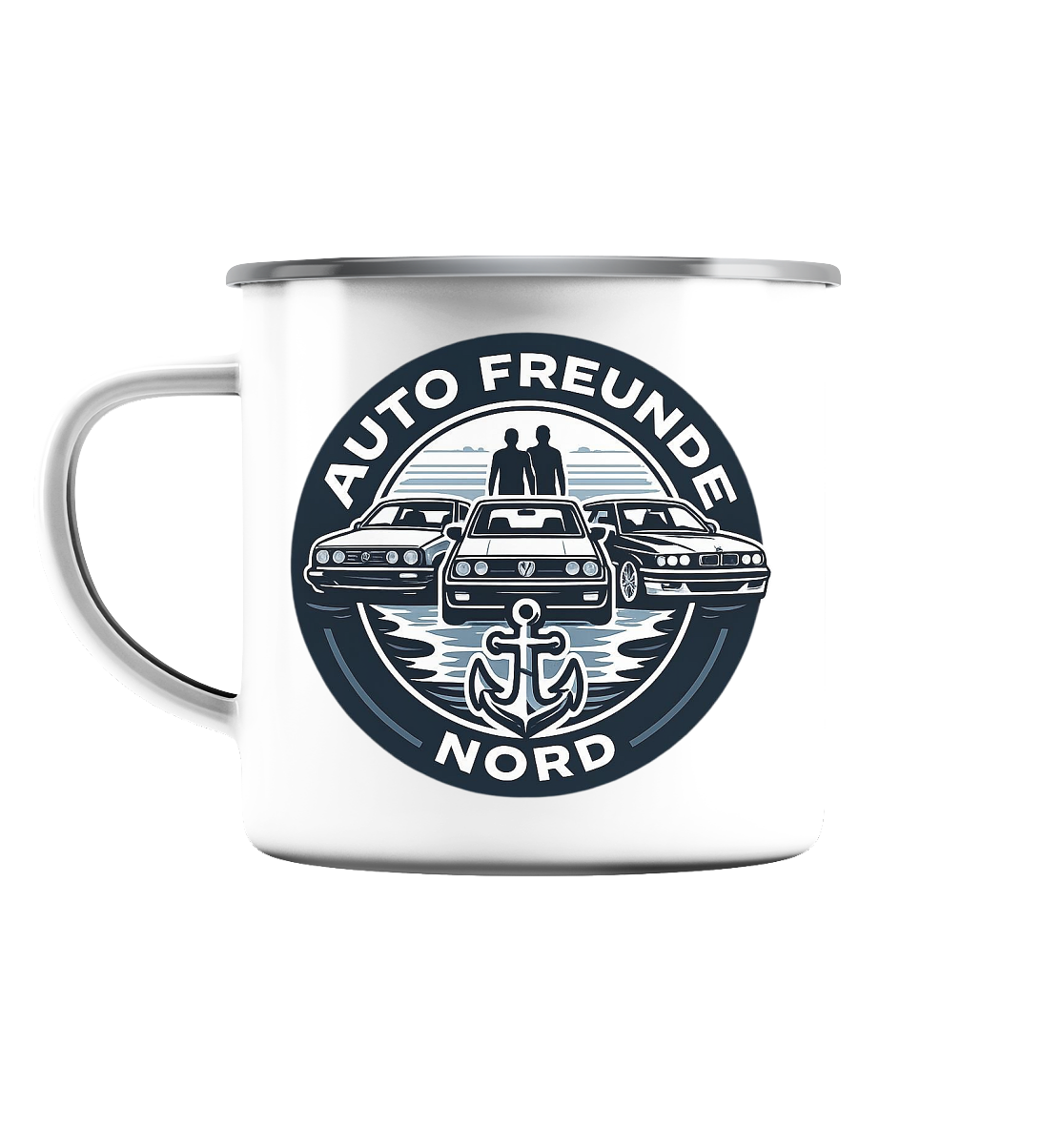 Autofreunde Nord - Emaille Tasse (Silber)