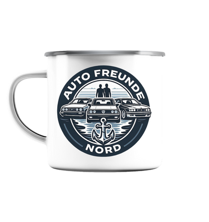 Autofreunde Nord - Emaille Tasse (Silber)