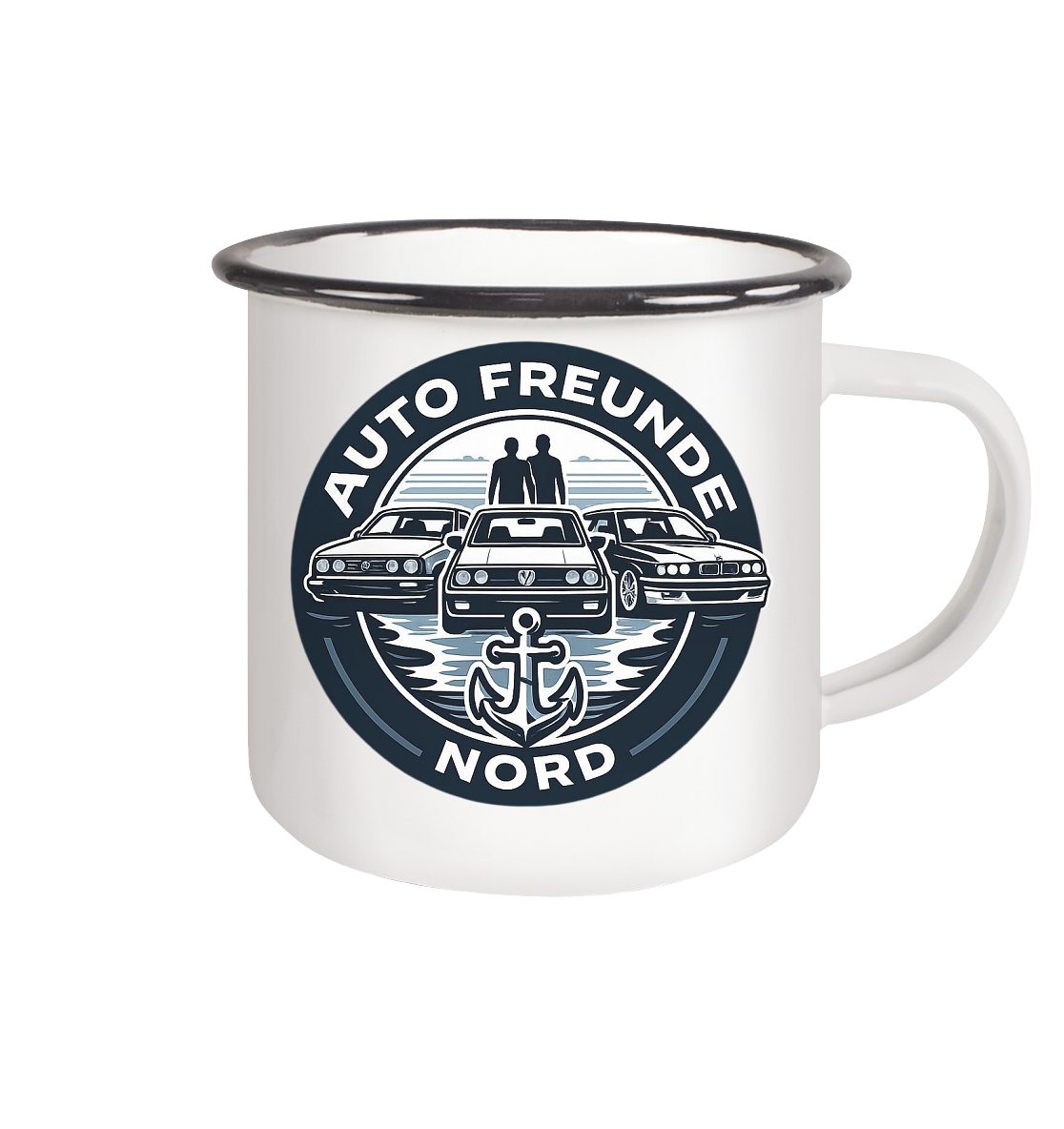 Autofreunde Nord - Emaille Tasse (Black)