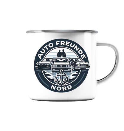 Autofreunde Nord - Emaille Tasse (Silber)