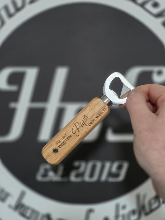 Holz Flaschenöffner mit Wunschgravur